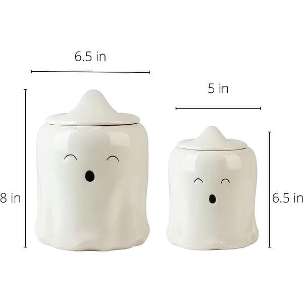 Ceramic 6" & 8" Halloween Ghost Canisters, Set of 2 Bed Bath & Beyond